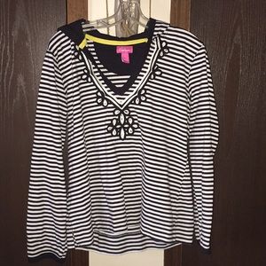 Striped hooded tee